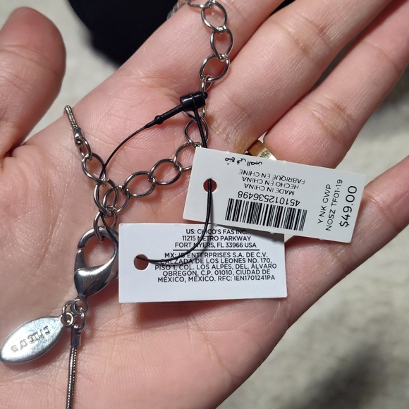 Chico's LONG Necklace silver plated - Picture 5 of 7